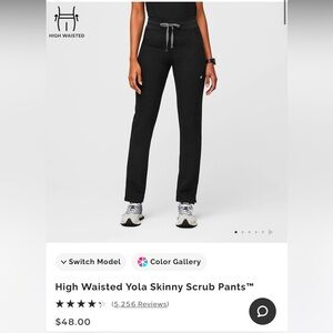Figs High Waisted Yola Skinny Scrub Pants Black M